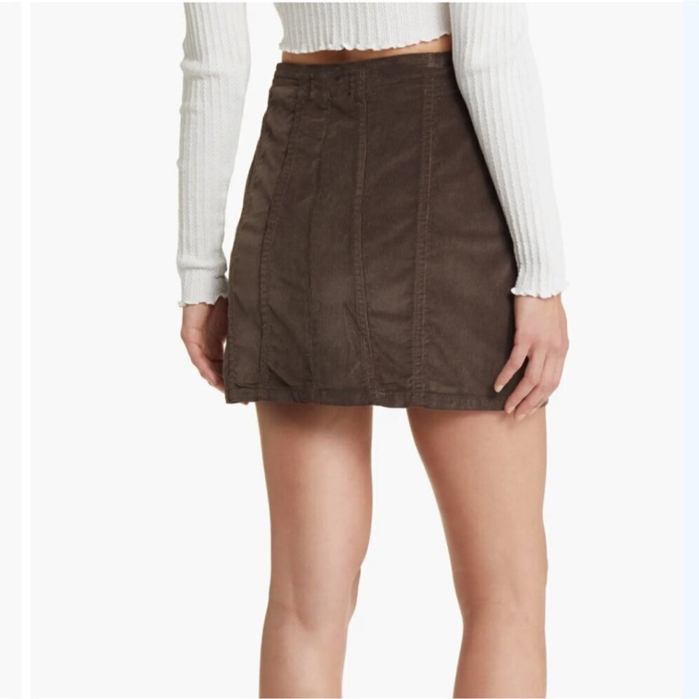 Free People We the free Layla Cord Corduroy Mini Skirt Espresso Bean Size 8 - Picture 2 of 6